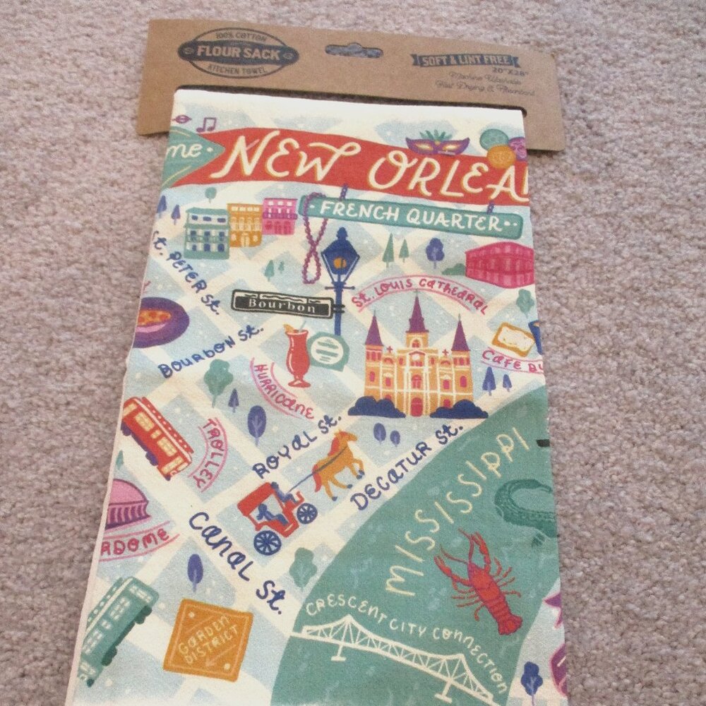 NEW ORLEANS  Flour Sack Cotton Dish Towel NEW